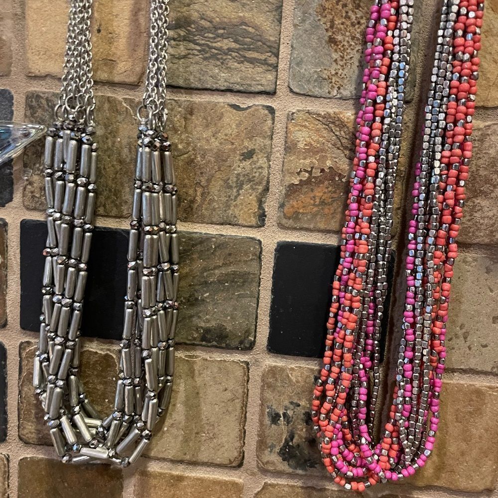 Lane Bryant and Chico’s Silver and Pink Coral Beaded Necklaces - Picture 8 of 12